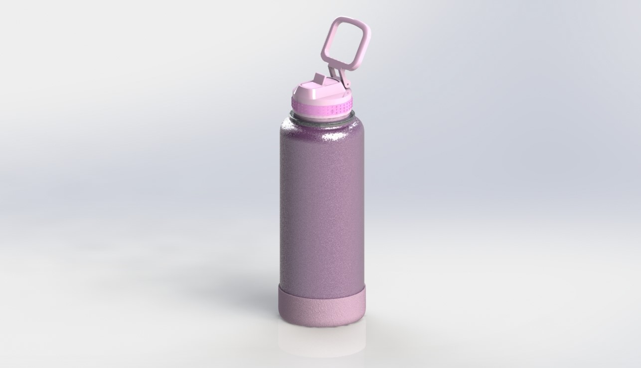 Isometric View of a Watterbottle Created in SolidWorks